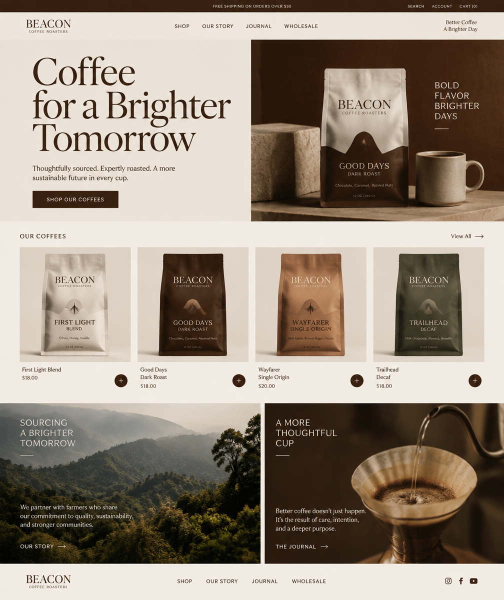 Example coffee roaster website concept