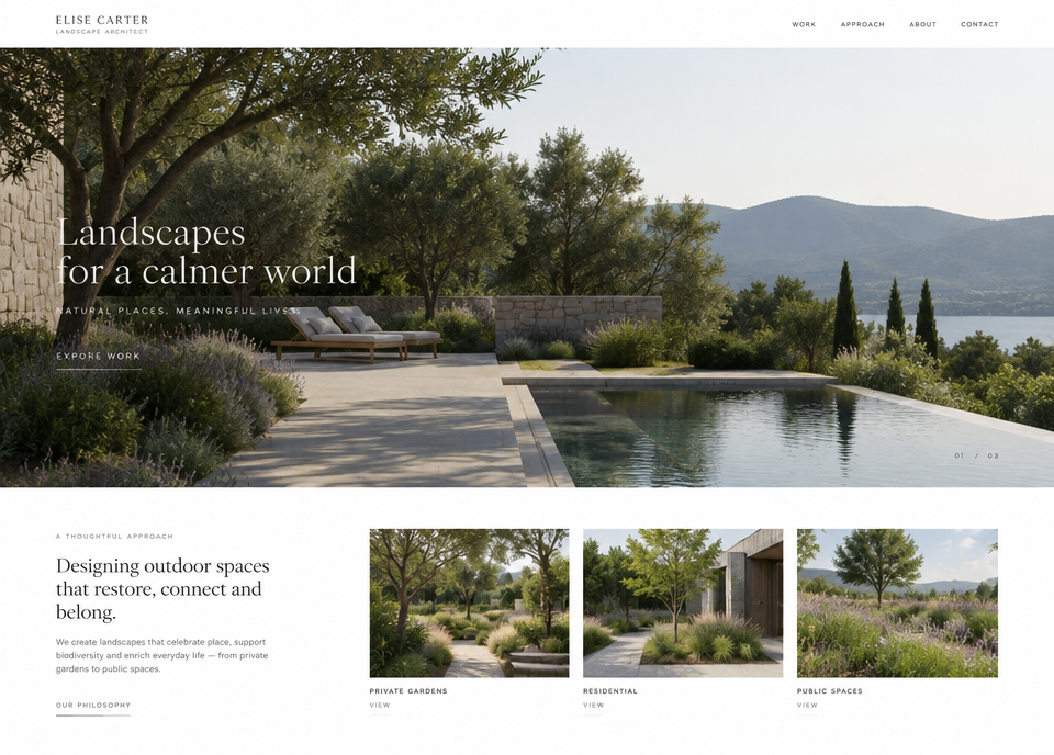 Example portfolio website concept